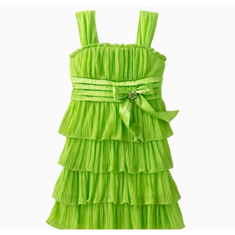 NWOT My Michelle Glitter Green Tiered Emma Dress